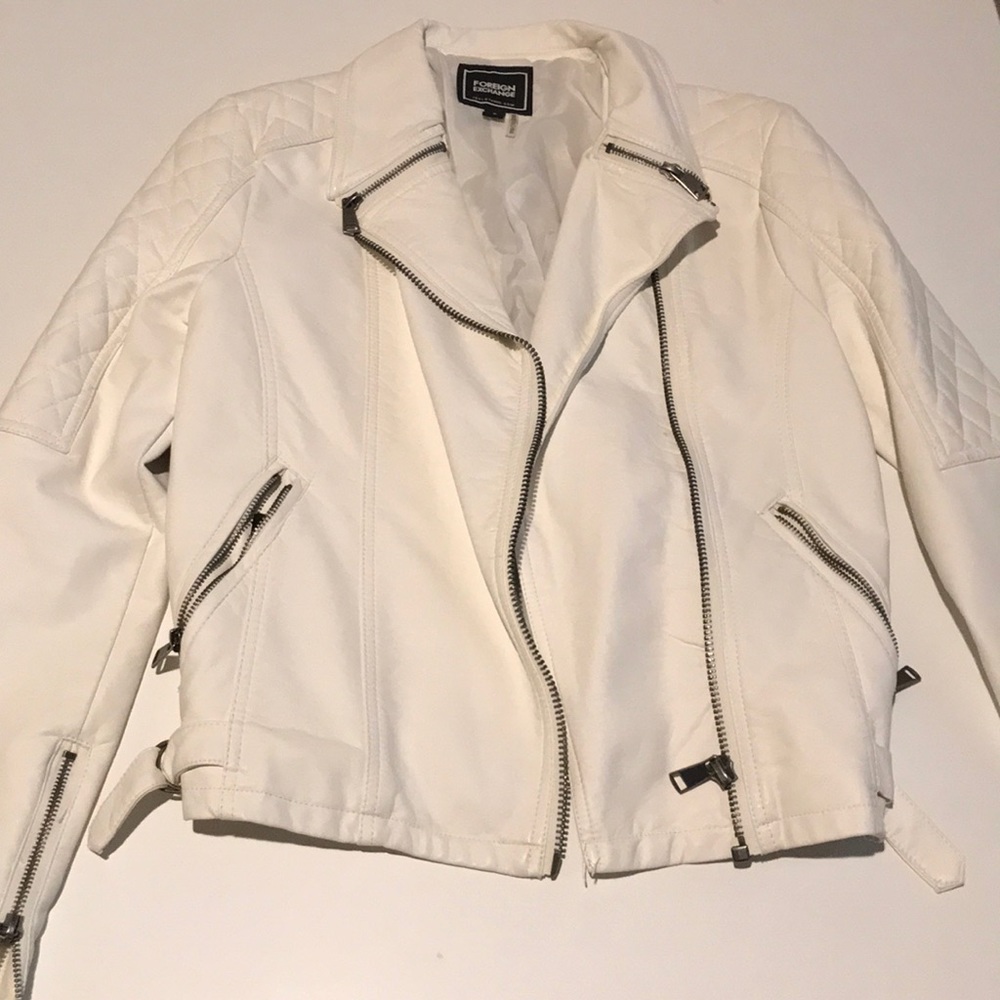 Foreign Exchange White Moto Jacket Size S